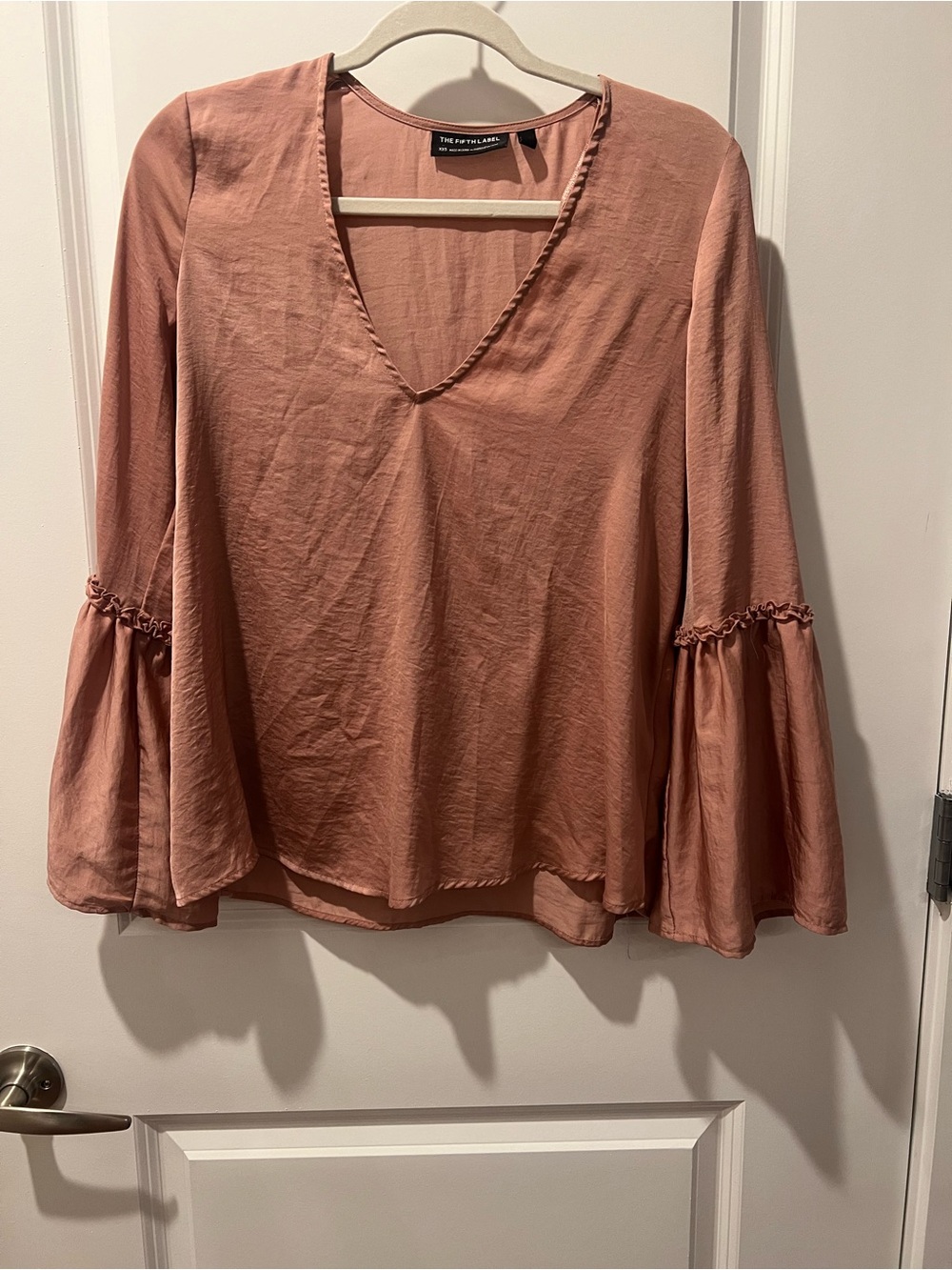 The Fifth Label Rose Dust V-Neck Bell Sleeve Blouse
